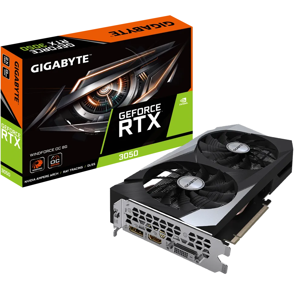 Gigabyte Graphics Card RTX 3050 6GB WindForce OC GDDR6 Gigabyte Graphics Card RTX 3050 6GB WindForce OC GDDR6